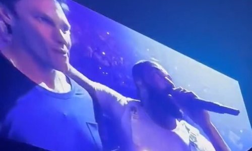 Drake walks out with Tom Brady to send the crowd wild at his latest concert in South Beach: 'Hey Miami, I got the real GOAT!'