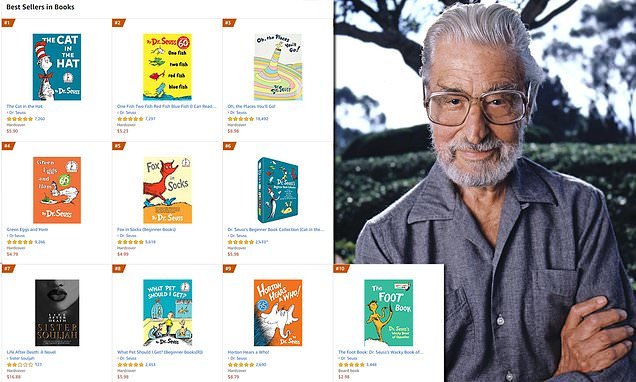 Dr. Seuss books are NINE of the top 10 best-selling titles Amazon: Fans send sales soaring after six titles were 'canceled' for 'racist and insensitive imagery'