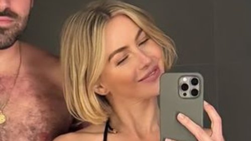 Julianne Hough shows off statuesque dancer's body in saucy black lingerie during cold plunge and...