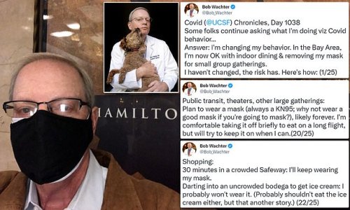 Vaxxed and boosted UCSF chair of medicine, 65, says he'll wear KN95 mask FOREVER in large gatherings, busy supermarkets and on public transport - but insists face covering won't impede his quality of life
