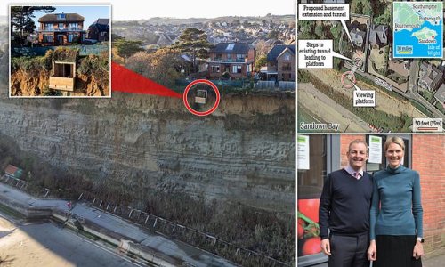 Clifftop couple's tunnel vision sends neighbours to edge of despair: Homeowners want to build underground passage to balcony at Isle of Wight seaside