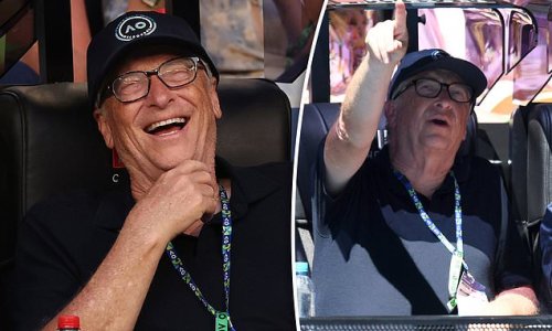 Billionaire Bill Gates cuts a casual figure and blends in with the crowd as he catches tennis match between Novak Djokovic of and Tommy Paul during Australian Open in Melbourne