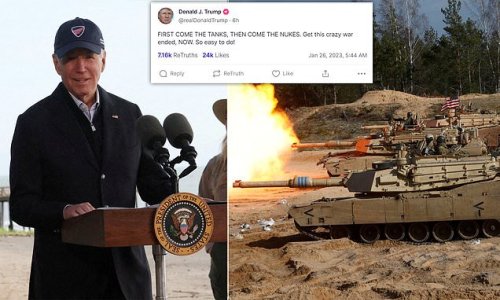 Trump warns Biden sending tanks to Ukraine sets the stage for a NUCLEAR war as U.S. prepares to deliver 31 'advanced' M1A2 Abrams with new technology and updated targeting system