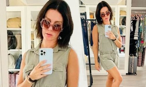 Rebekah Vardy shows off her figure in a thigh-skimming playsuit