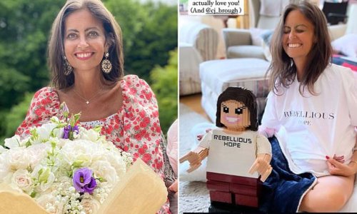 Lego superfan Dame Deborah James, 40, reveals her joy at being gifted a giant figure of herself in the famous toy bricks - after admitting she's now 'scared to fall asleep' as she receives hospice care at her parents' home