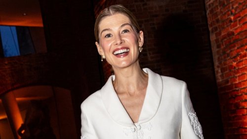 Glamorous Rosamund Pike sports a peculiar plaited hairdo as she joins chic Naomi Watts at the 2024...