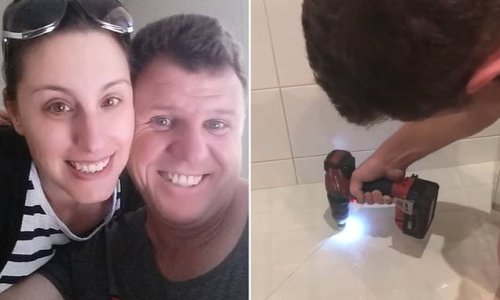 Husband invents genius cleaning hack by using his DRILL to polish shower grout
