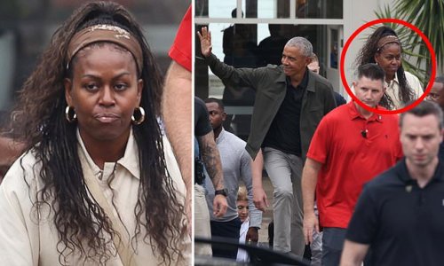 Michelle Obama looks less-than-impressed after plush restaurant meal with Barack in Sydney - after exhausting flight from the United States for $395-per-head speeches by ex-President