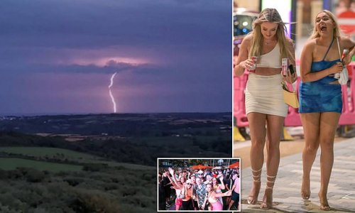 Lightning and four inches of rain batter staycationers on south coast