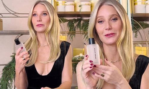Gwyneth Paltrow sizzles in a plunging dress in Goop promo videos showing off her holiday gift guide which includes a wrinkle-reducing laser