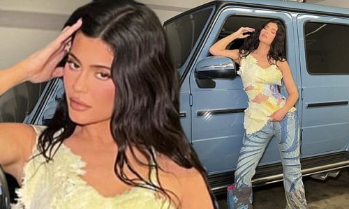 Kylie Jenner revs engines while with her custom Mercedes Benz Wagon