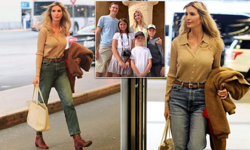 PICTURE EXCLUSIVE: Jet-setter! Ivanka Trump dons chic knitted blouse and jeans as she heads to Miami airport - just DAYS after returning from the World Cup in Qatar with husband Jared and their kids
