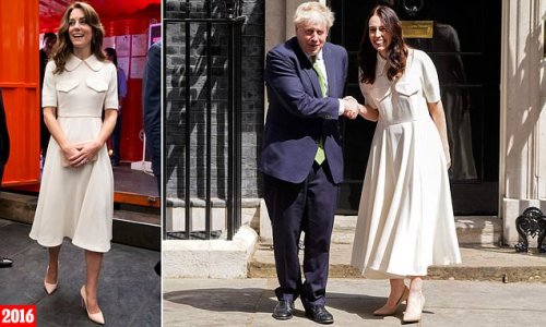 Jacinda Ardern is a real copy-Kate! New Zealand Prime Minister channels the Duchess of Cambridge with £1,550 Emilia Wickstead frock, nude heels and a bouncy blow-dry