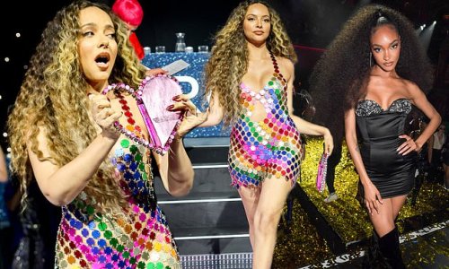 Jade Thirlwall wows in a racy sheer sequin mini dress while Jourdan Dunn puts on a busty display in a strapless number as they lead glamour at star-studded Iconic Ball