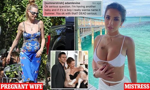 Model, 23, claims she had 'year-long' affair with married Maroon 5 frontman Adam Levine, 43, - and he asked if he could name his unborn third child with supermodel Behati Prinsloo AFTER HER