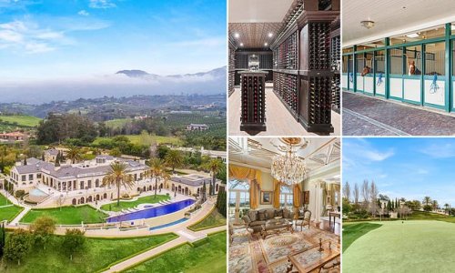 Fit for a Duchess! California mega-mansion for sale for £45MILLION in Montecito Ranch Lane has a putting green, a polo field, and a 5,000 bottle wine cellar - and it's a short drive from Harry and Meghan