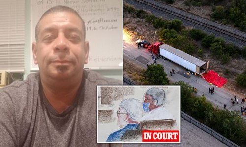 'High on meth' driver of doomed Texas tractor-trailer appears in court after being charged with the deaths of 53 migrants who were found dead in back of truck