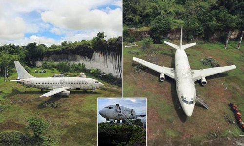 Mystery behind an abandoned Boeing 737 that has been sitting in a field for Bali for years - so how did it end up there?