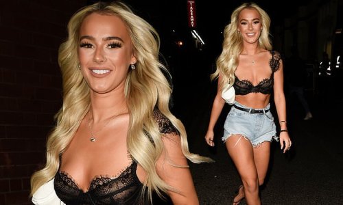 Love Island's Lillie Haynes enjoys a night out in a sheer crop top