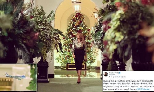 Good luck with that! Melania invokes sense of national unity as she shows off lavish White House Christmas decorations for the last time (unless her husband really does run again)