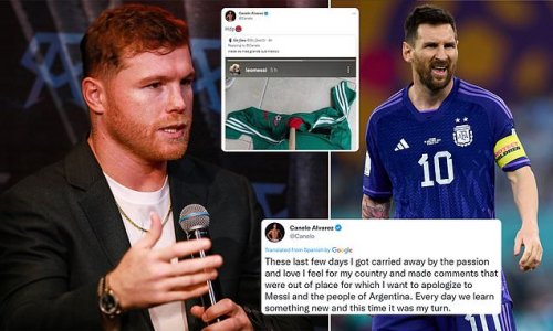 Canelo Alvarez APOLOGISES to Lionel Messi admitting 'I got carried away' by his love for his country in high-profile row after accusing with the Argentina star of 'cleaning the floor with our jersey and flag' after 2-0 victory