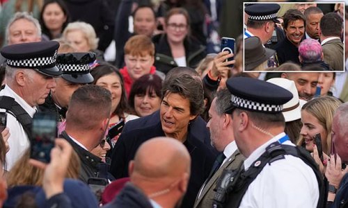 Top scrum! Tom Cruise sparks frantic scenes in Windsor as star-struck fans mob Hollywood actor after he WALKS through Berkshire town for secret role in The Queen's Platinum Jubilee Celebration