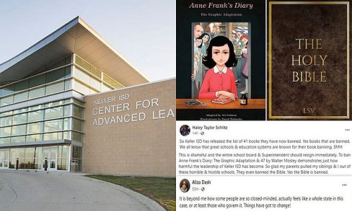 North Texas school district pulls THE BIBLE and an adaptation of 'Anne Frank's Diary' from library shelves after parents challenge books over 'pornographic materials'