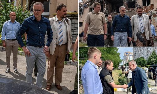 Anthony Albanese tours bombed out towns in war-torn Ukraine declaring Russia must face 'fair punishment for the crimes that have taken place here'