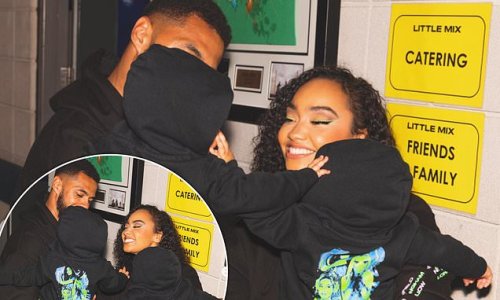 Little Mix's Leigh-Anne Pinnock beams as she poses alongside her adorable twins and fiancé Andre Gray - with the family sporting matching hoodies