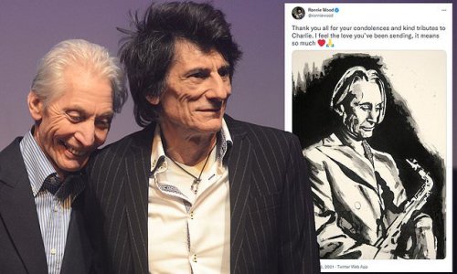 Ronnie Wood shares charcoal drawing of Charlie Watts