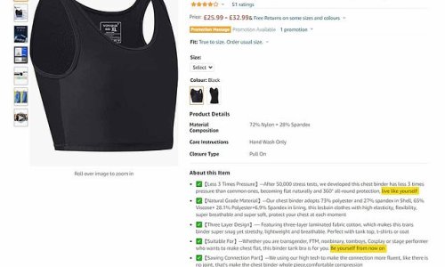 Revealed: How 'harmful' chest-binders - used to STOP breasts growing - are being sold to girls wanting to change gender on Amazon for as little as £12