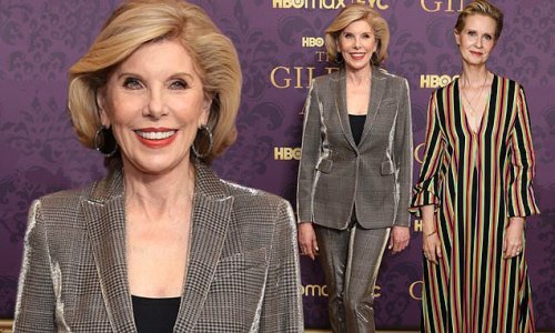 Christine Baranski stuns in a glittering plaid suit while Cynthia Nixon takes the plunge in a striped kaftan at FYC screening of The Gilded Age in New York City