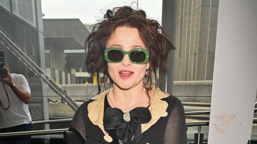 Helena Bonham Carter, 57, shows off her kooky sense of style in an eye-catching look adorned with...