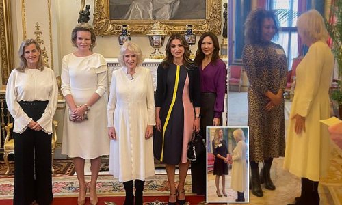 Camilla's Queens! Royal hosts Spice Girl Mel B, Queen Rania of Jordan and Crown Princess Mary of Denmark at a Buckingham Palace reception to raise awareness of violence against women