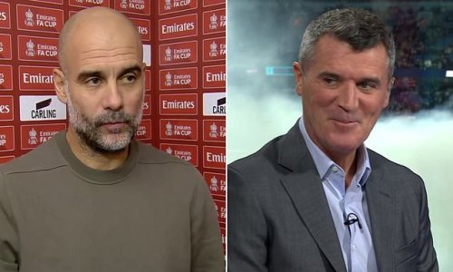 'I think Pep should smile a bit more': Roy Keane sends the ITV studio into hysterics with one liner after Guardiola's frosty interview before Manchester City's FA Cup win over Arsenal