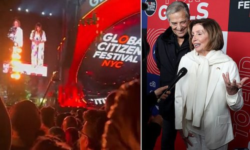 Nancy Pelosi, 82, is savagely booed during appearance at NYC's Global Citizen music festival in Central Park after schmoozing backstage with A-listers and drunk-driver husband Paul