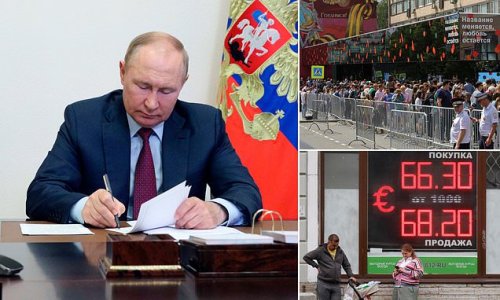 Western sanctions are wreaking havoc on Russia's economy, Kyiv think tanks says: Putin attempting to hide crisis as four million jobs are lost, revenue is down, social spending is slashed and citizens rush the banks, report claims