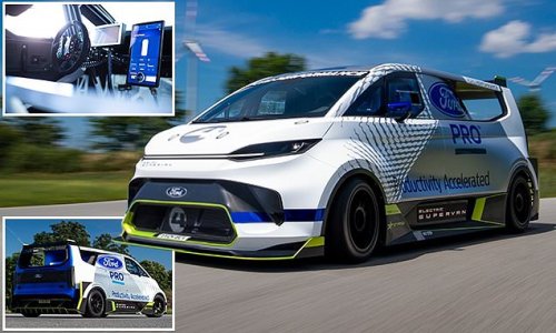 It's a bird, it's a plane, it's SUPERVAN: Ford unveils 2,000 horsepower electric Transit that accelerates to 62mph faster than a Bugatti Chiron hypercar