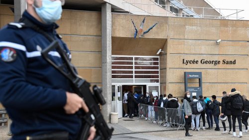 French schools are placed under armed guard after more than 130 received Islamist terror threats...