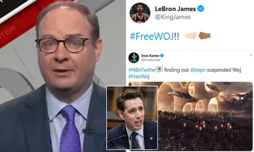 'Free Woj!' LeBron James and other hoop stars declare their support for Adrian Wojnarowski after ESPN suspended its NBA reporter without pay for a profane email response to GOP Senator Josh Hawley