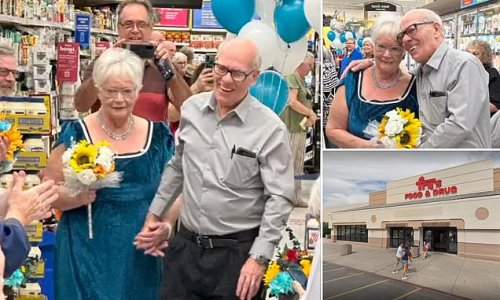 Walking down the AISLE! Elderly Arizona couple get married in grocery store where they first met - after bonding over condiments during pandemic