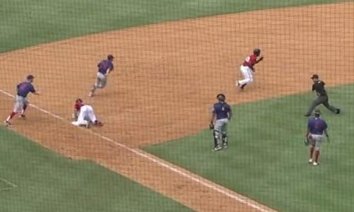 'I've watched it at least 25 times': Fans are left stunned as Single-A baseball player turns a wild double play by HIMSELF... running from home to second base in less than 10 SECONDS to chase down both players