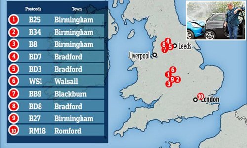 Britain's 'crash for cash' scam capitals revealed