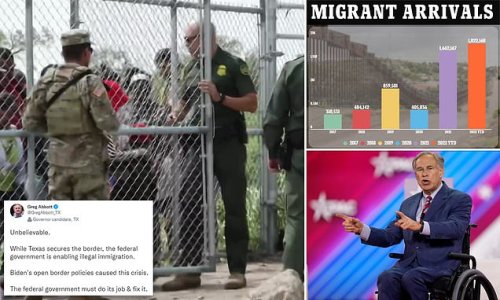 'Unbelievable': Border Patrol agents OPEN gates to let illegal migrants in at southern border after they were locked by Texas National Guard to stem mass influx: Number crossing in 2022 'soars to two million'