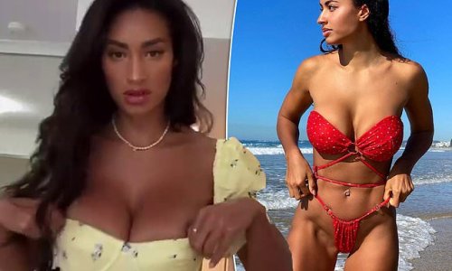 Love Island: Phoebe Thompson squeezes her ample bust into floral dress