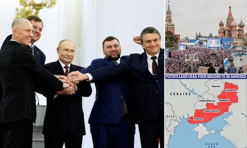 Putin delivers ‘Satanist’ rant as he illegally seizes four regions in Ukraine 'forever' following rigged elections