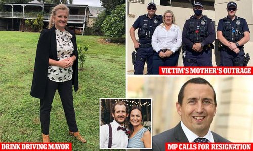Mayor who crashed her car into a tree after drinking 'several glasses of wine' held a zoom meeting with families of drunk driving victims just an hour beforehand - as furious MP demands she resign