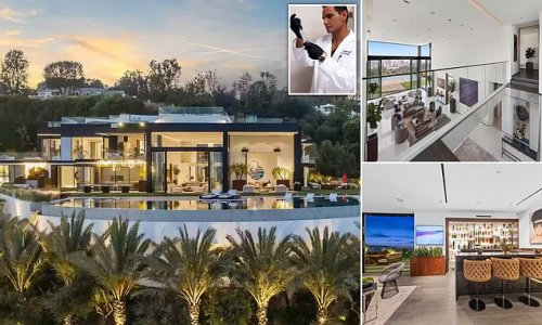 'Horrible horrible horrible!': Celeb plastic surgeon who owes millions is furious after his sprawling Bel Air mansion with its own champagne tasting room only managed a high auction bid of $45.8m despite being listed for $88m