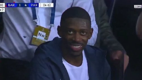 Fans claim Ousmane Dembele 'HATES' Barcelona as he is seen laughing as his former side capitulates...