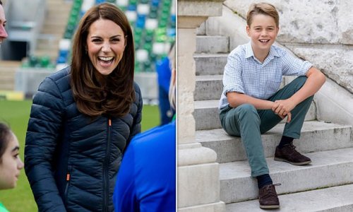 Kate Middleton is spotted looking sporty as she watches Prince George play football